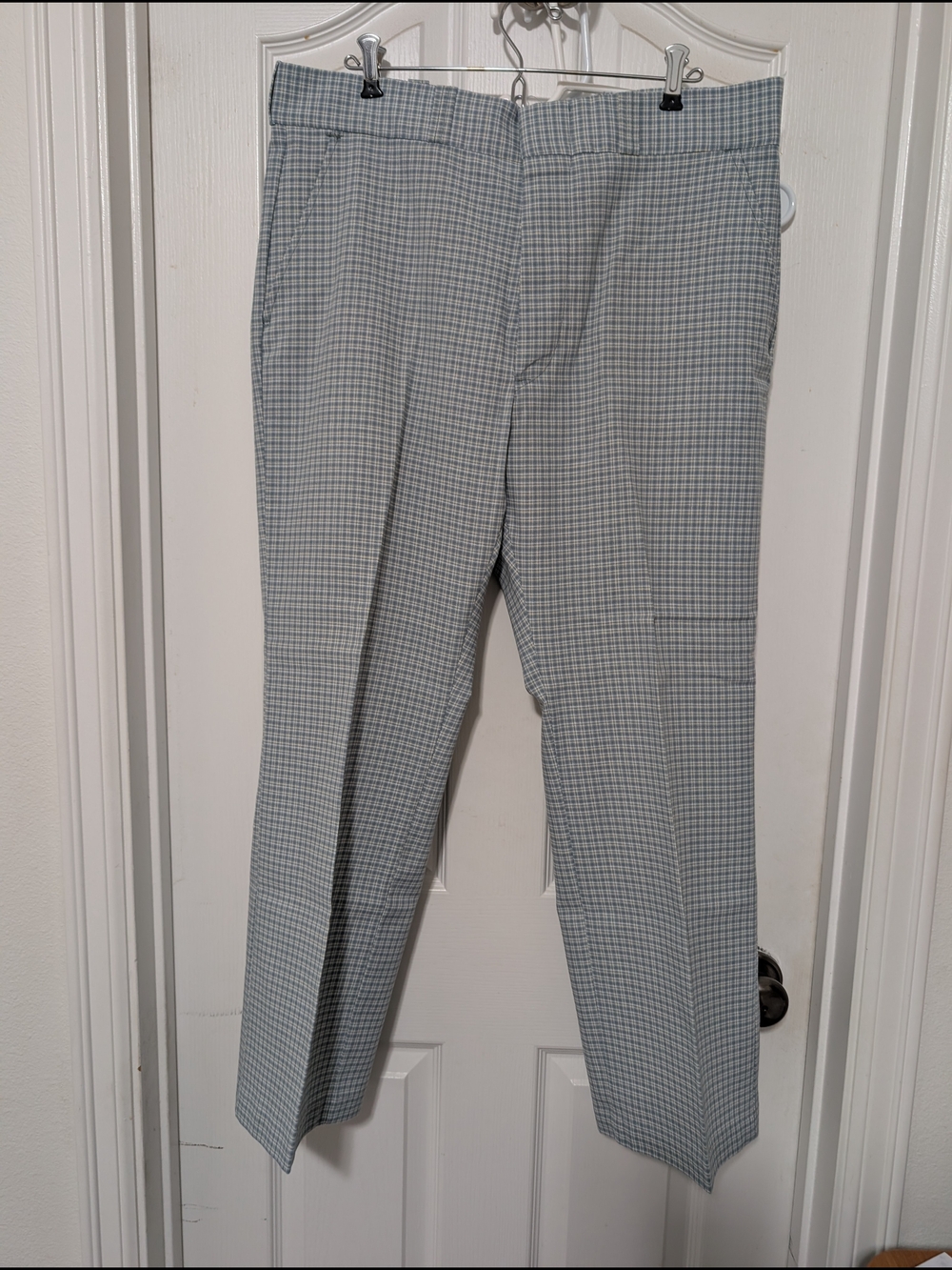 Vintag Sears Work 'N Leisure Retro Plaid Pants Blue/White 38W Regular Mid